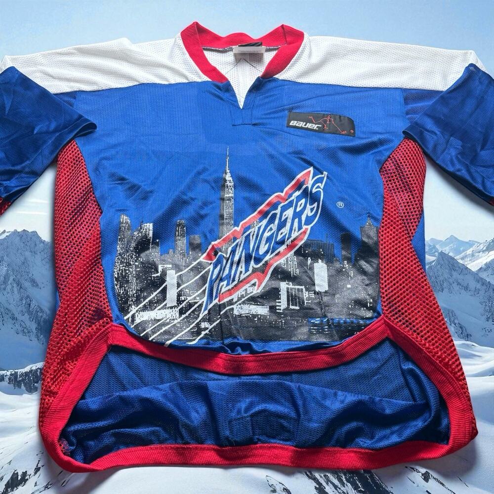 Vintage New York Rangers Bauer Off Ice NHL Hockey Jersey Mesh Men’s XL